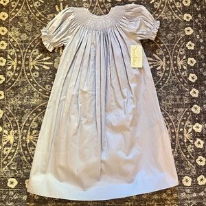 Southern Sunshine Little Girls blue Smocked Embroidered Big Sister Dress 6